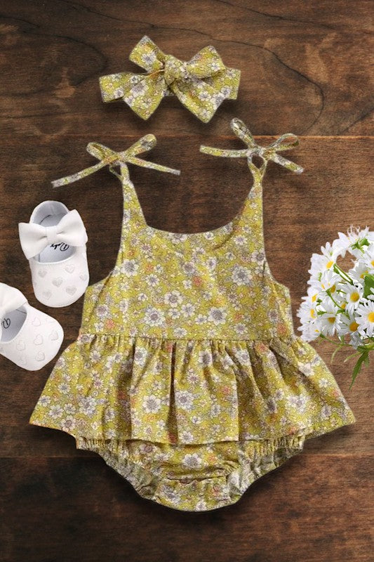 Fun in the Sun Floral Kids Onesie + Matching Headband
