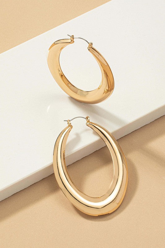 So Over You Oval Hoop Earrings (Gold)