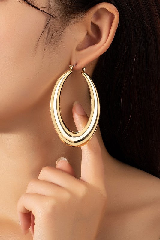 So Over You Oval Hoop Earrings (Gold)
