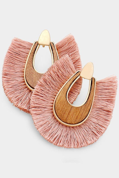 Pretty In Pink Tassel Plated Earrings