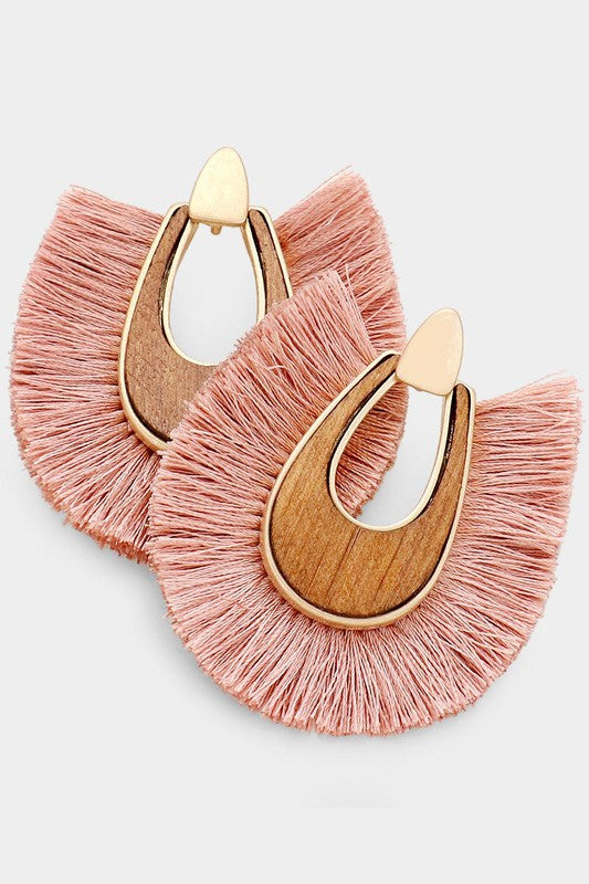 Pretty In Pink Tassel Plated Earrings