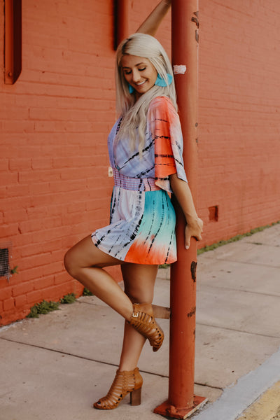 Daisy Deep V Tie Dye Romper
